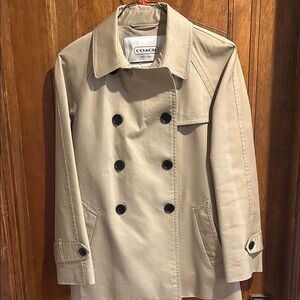 Coach Beige Double-Breasted Coat- Women’s Large